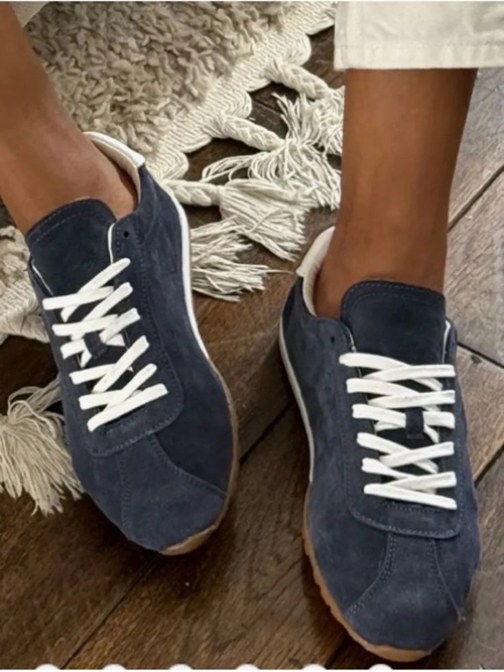 Dolce Vita Suede Sneaker in Navy and White